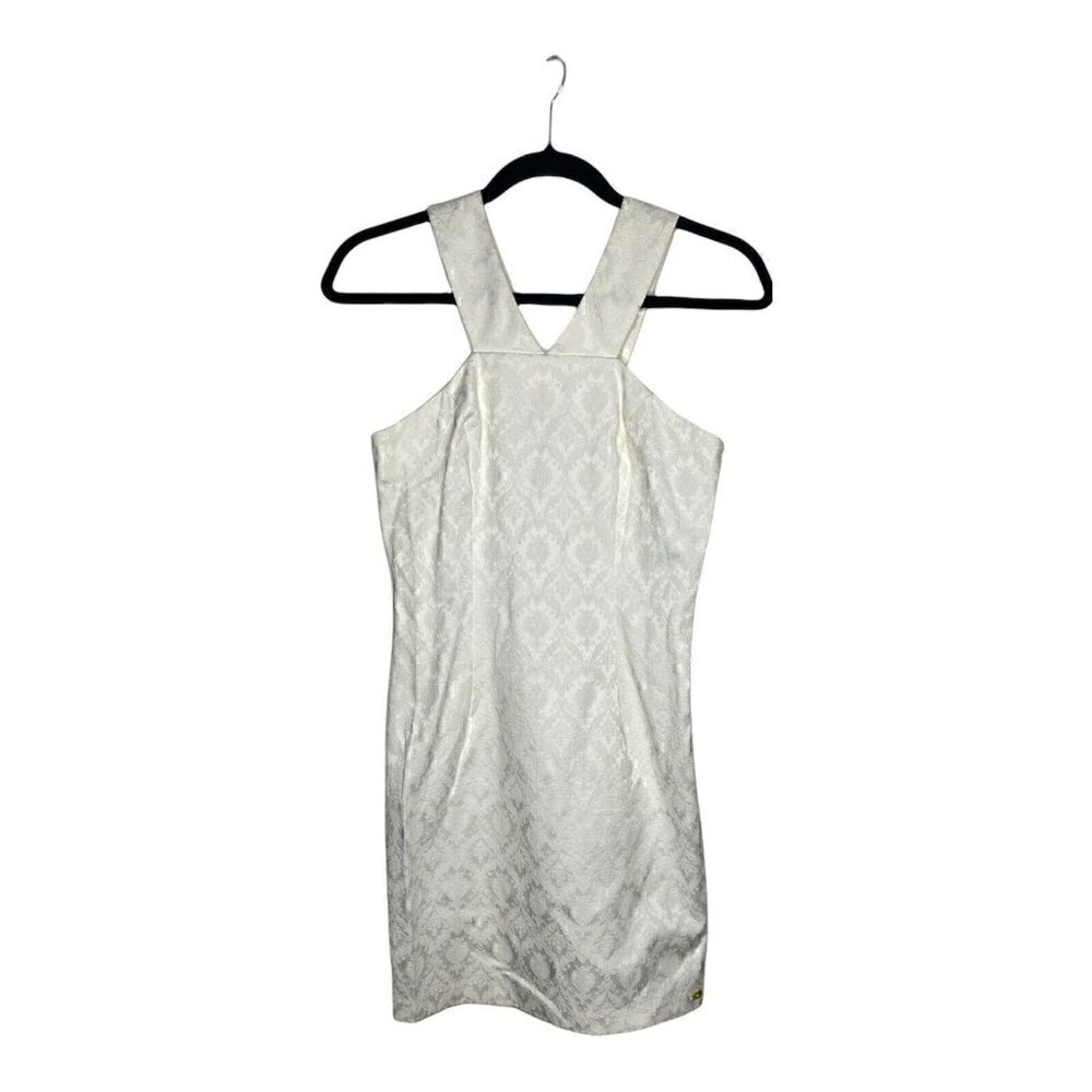 Guess Dress Size Small Cream Embroidered High Strap Mini Bodycon Dress Wedding